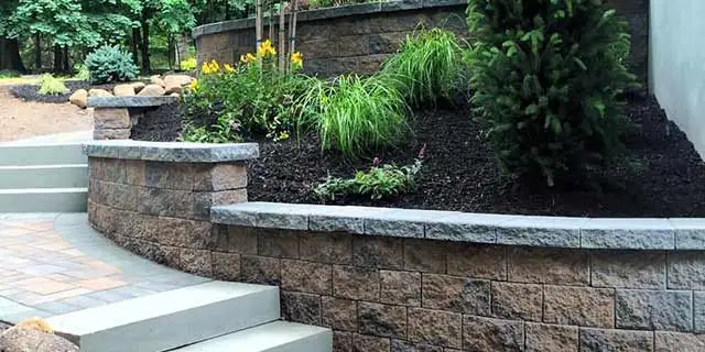 Custom retaining wall built at a home in Malvern, Pennsylvania.